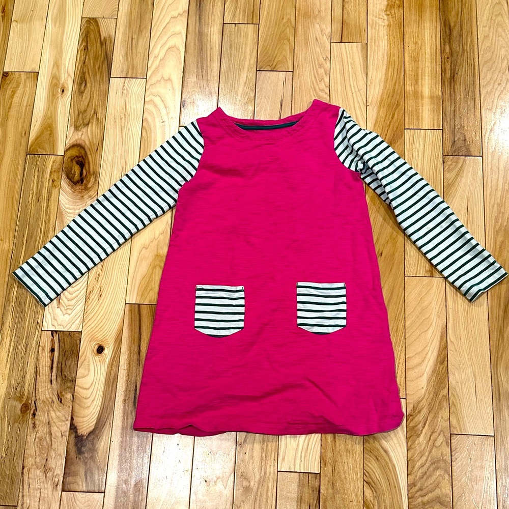 Mini boden pink white and green casual dress. Size 9-10